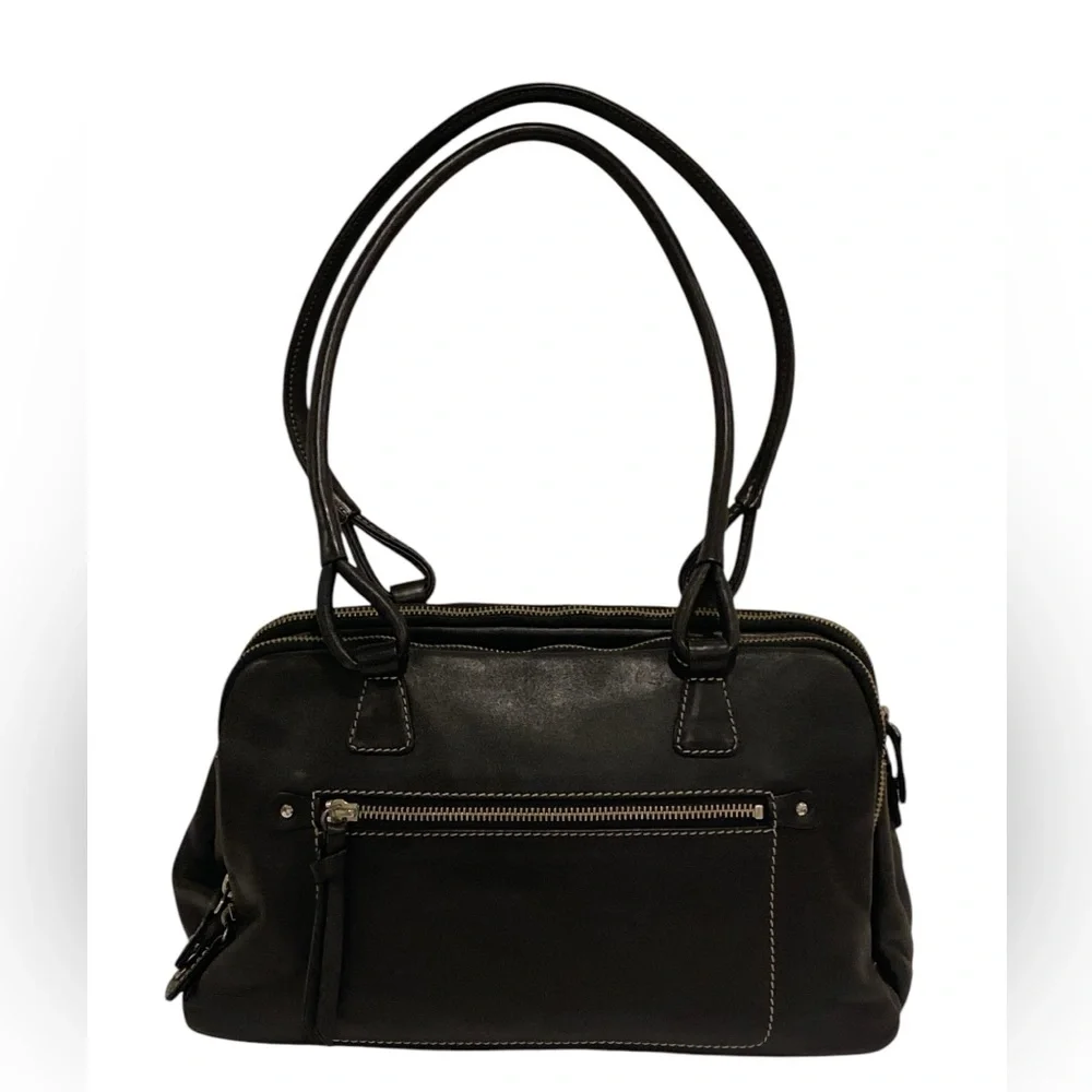 Jones New York Black Leather Satchel Shoulder Bag / Like-New